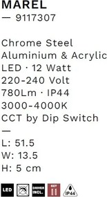 Aplica de perete LED baie IP44 MAREL crom