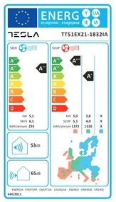 Aer condiționat cu invertor Tesla TT51EX21-1832IA, 18000 BTU, Clasa A++/A+, Până la 40 m2, Afișaj LED, Turbo, Mod Sleep, Alb