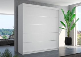 Dulap cu usi glisante Esteva 200x215 cm, 11 Rafturi + Bara pentru Umerase, ADRK Furniture (Culoare: Sonoma)