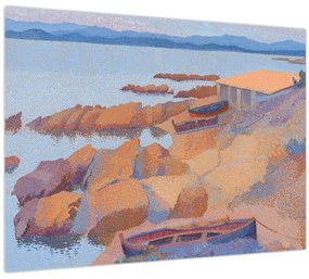 Tablou pe sticlă - Henri Edmond Cross, Calanque des Antibois, reproducere (70x50 cm)