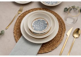 Set de veselă, 24 piese, porțelan, albastru/bej