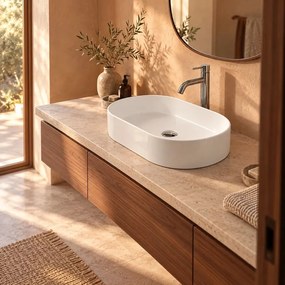 Lavoar pe blat Rune Hakon oval 50 cm alb lucios