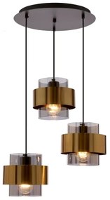 Lustră pe cablu SPIEGA 3xE27/60W/230V auriu/negru