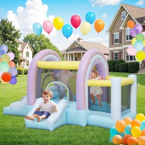 AIYAPLAY Hüpfburg, Piscină cu Bile, 2 Tobogane, Țesătură Oxford, Rezistent la UV, Blower, Colorat | Aosom Romania