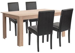 Set de masă Leon 4+1, stejar Sonoma-negru