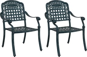 vidaXL Scaun pentru Grădină 2 pcs Verde 55 x 56,5 x 91cm Aluminiu