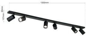 Plafoniera cu 6 Spoturi stil minimalist modern SEAN neagra