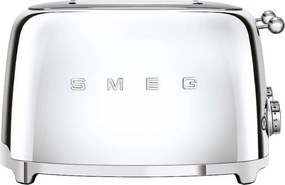 Prăjitor de pâine SMEG 50's Style TSF03SSEU, 2000 W, 4 felii, 6 niveluri, Tava pentru firimituri, Cablu integrat, Oțel inoxidabil, Argintiu