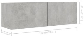 Set dulapuri TV, 4 piese, gri beton, PAL 1, Gri beton, 100 x 30 x 30 cm