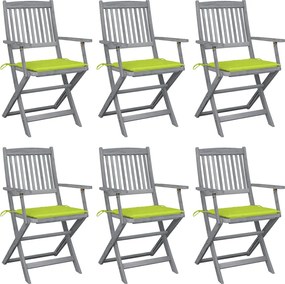 vidaXL Scaune pliante de exterior cu perne 6 buc. lemn masiv de acacia