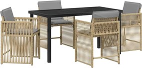 vidaXL Set de masă pentru grădină 5 pcs Bej poliratan