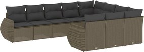 vidaXL Set canapele de grădină cu perne 10 piese gri deschis poliratan