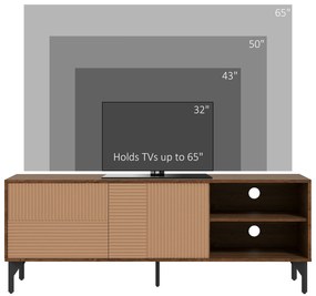 Suport Dulap TV pentru Televizoare de pana la 65”, cu Rafturi Deschise, Dulapuri si Orificii pentru Cabluri, Maro HOMCOM | Aosom RO