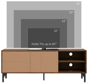 HOMCOM Suport TV Modern cu Rafturi Deschise, pentru Televizoare până la 65", Design Elegant, Maro | Aosom Romania