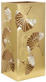 Suport umbrele auriu din metal, 24x24x55 cm, Carved Leaf Mauro Ferretti