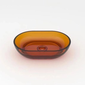 Lavoar pe blat Rune Mond oval 58 cm rasina transparenta maro-cupru