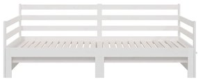 Pat de zi extensibil, alb, 2x(80x200) cm, lemn masiv de pin Alb