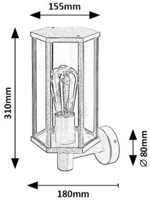Lampă de perete de exterior DUBROVNIK 1xE27/40W/230V IP44 Rabalux 7239