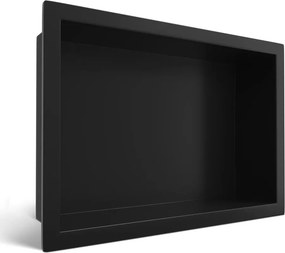 Raft incastrat dreptunghiular Balneo Wall-Box One cu rama 30x20x10 cm negru mat