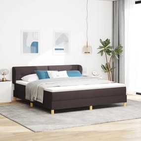 vidaXL Pat box spring cu saltea, maro închis, 180x200 cm, textil