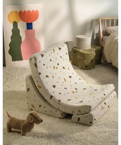 Fotoliu de copii alb cu tapițerie din țesătură bouclé/cu tapițerie din chenille Terrazzo Moon – Wigiwama