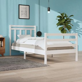 3105301 vidaXL Cadru de pat, alb, 90x200 cm, lemn masiv
