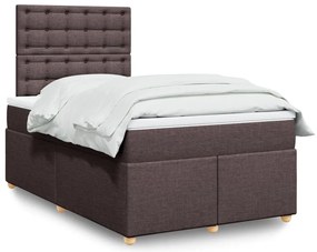 vidaXL Pat box spring cu saltea, maro închis, 120x200 cm, textil