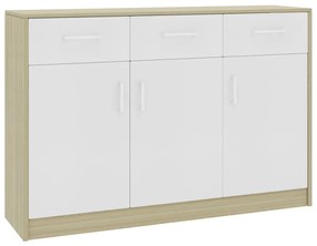 800707 vidaXL Dulap, alb și stejar Sonoma, 110 x 30 x 75 cm, lemn prelucrat