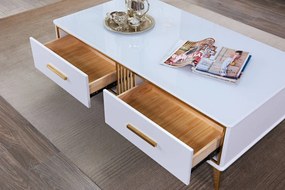 Masuta de cafea Laval alb/gold - H41 cm