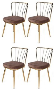 Set de scaune de sufragerie Yildiz Light Brown andGold, 4 buc., 4 buc