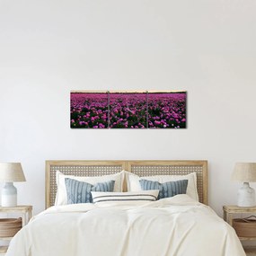 Tablou - Pajiștea cu lalele violet (cu ceas) (90x30 cm)