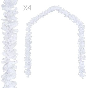 Ghirlande de Craciun, 4 buc., alb, 270 cm, PVC 4, Alb