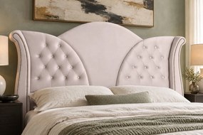 Pat tapițat Chesterfield din catifea Velora Deluxe Classic 140×200 cm, crem, cu ladă de depozitare