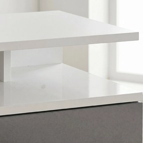 HOMCOM Set de 2 Noptiere Suspendate cu Raft Superior, Design Modern, Lemn, Alb Lucios, 35x32x22.5cm | Aosom Romania