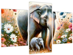 Tablou - Mama elefant, acuarelă (90x60 cm)