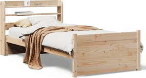 vidaXL Cadru de pat cu tăblie, 75x190 cm, lemn masiv de pin