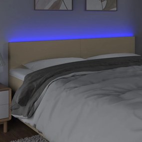 Tablie de pat cu LED, crem, 160x5x78 88 cm, textil 1, Crem, 160 x 5 x 78 88 cm