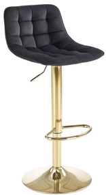 Scaun de bar H120 velvet negru/gold