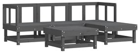 3186160 vidaXL Set mobilier relaxare de grădină 5 piese gri lemn masiv de pin