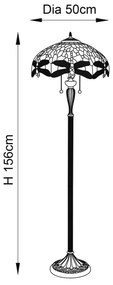 Endon 64070 - Lampadar Tiffany DRAGONFLY, 2xE27/60W/230V, diametru 50 cm