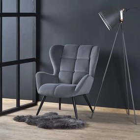 Fotoliu Tyrion velvet gri H91 cm