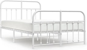 vidaXL Cadru de pat metalic cu tăblie, alb, 120x190 cm