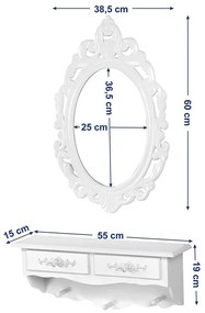 MASUTA MACHIAJ CU OGLINDA, 2 SERTARE, CULOARE ALB, MDF