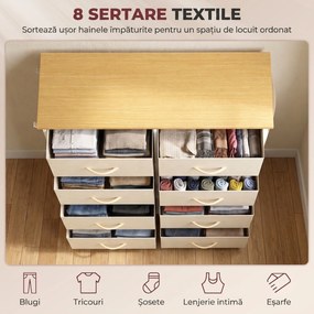 HOMCOM Comodă cu 8 sertare textile, structură din oțel, bej | Aosom Romania
