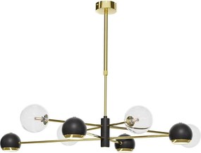 Jupiter 1973 - Lustră pe tijă MOKA 4xGU10/10W/230V + 4xG9/10W/230V auriu/negru/transparent