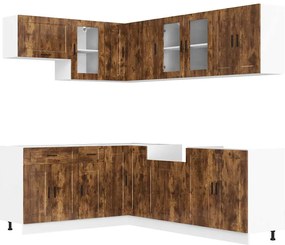 vidaXL Set dulap de bucătărie din 11 piese „Porto” stejar afumat Lemn