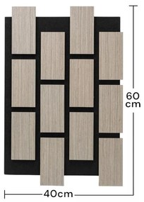 Panou riflaj acustic decorativ, MDF si pasla, AC16, 60x40x2.1cm, Gri