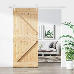 vidaXL Ușă glisantă cu set feronerie, 90x210 cm, lemn masiv de pin