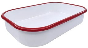 Tava de copt dreptundghiulara Oliver Voltz OV51222KS41, 41 cm, Otel emailat, Inductie, Alb/Rosu
