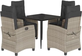 vidaXL Set mobilier de grădină cu perne, 5 piese gri deschis poliratan